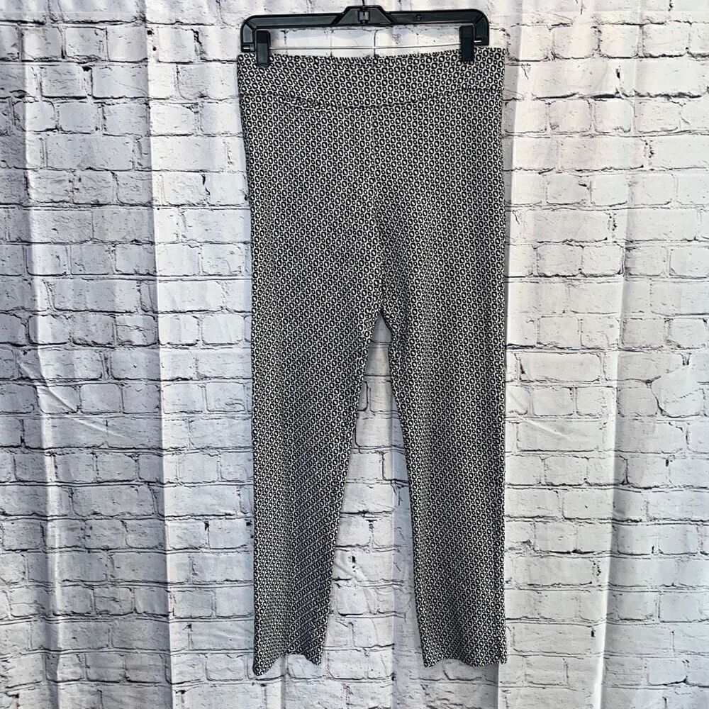 Margaret M Black White Pull On Straight Leg‎ Pants Size Medium